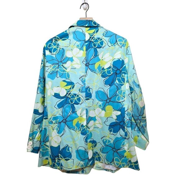 Maggie Barnes Petites Blue Floral Oversize Single Breasted Blazer Jacker Sz 16WP - Picture 5 of 10
